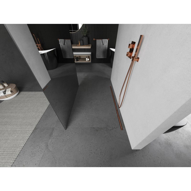 Mexen Kioto самостоятелна душ кабина 120 x 200 cm, огледало 8 mm, четкана мед - 800-120-002-65-50