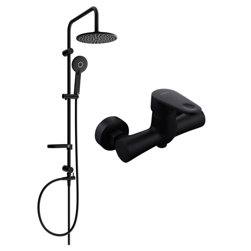 Mexen Kama Carl външен душ комплект с дъждовал и душ батерия, черен - 72540240-70