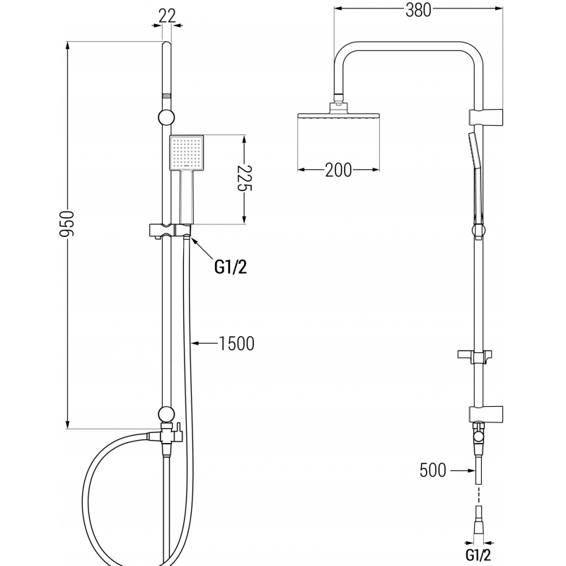 Mexen Tord външен душ комплект с дъждовен душ и душ батерия Pecos, хром - 72740200-00