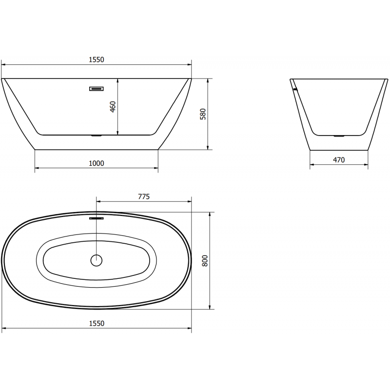 Mexen Eris самостоятелна вана 155 x 80 см, бяла, преливане розово злато - 53441558000-60