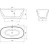 Mexen Eris самостоятелна вана 155 x 80 см, бяла, с brushed меден преливник - 53441558000-65