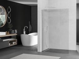 Mexen Kioto L стена за душ Walk-in 100 x 200 см, прозрачен, бял - 800-100-103-20-00