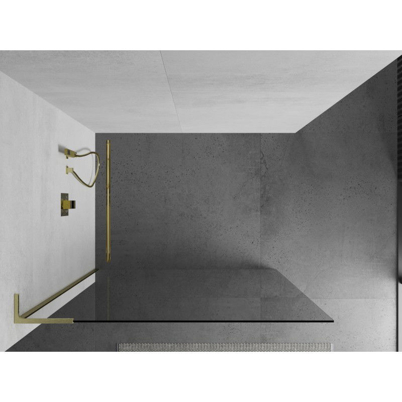 Mexen Kioto L стена за душ Walk-in 95 x 200 cm, прозрачна, златна четка - 800-095-103-55-00