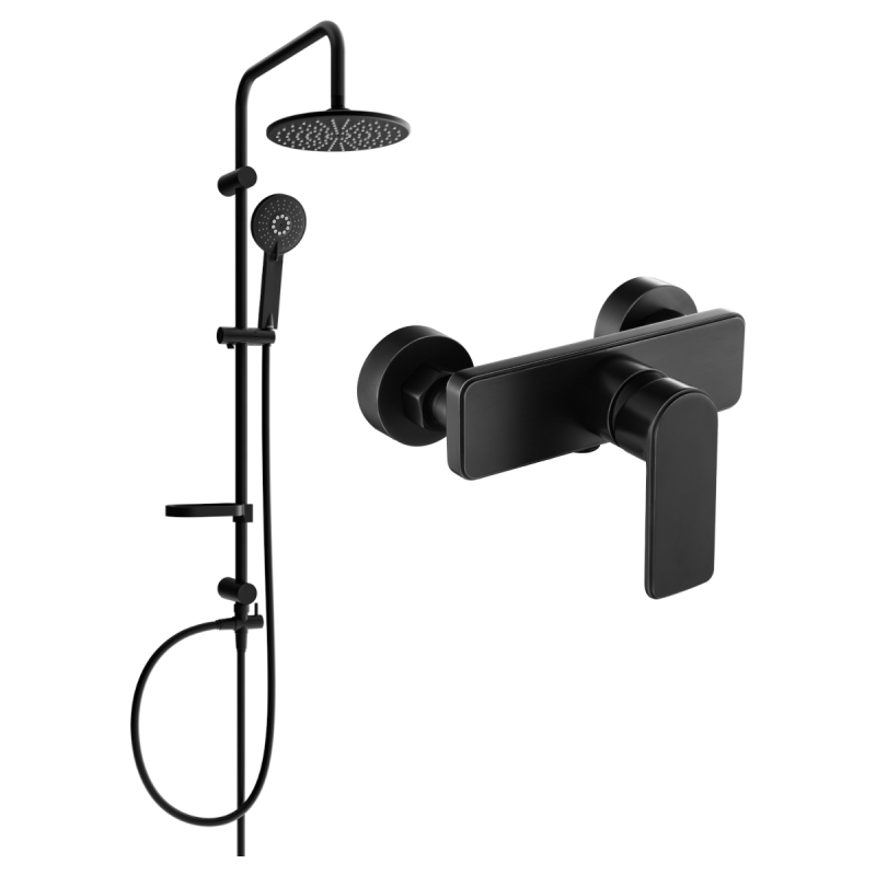 Mexen Cetus Крал външен душ комплект с дъждoва глава и душ батерия, черен