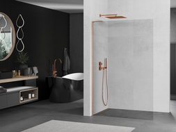 Mexen Kioto L преграда за душ кабина Walk-in 100 x 200 см, прозрачна, шлифована мед - 800-100-103-65-00