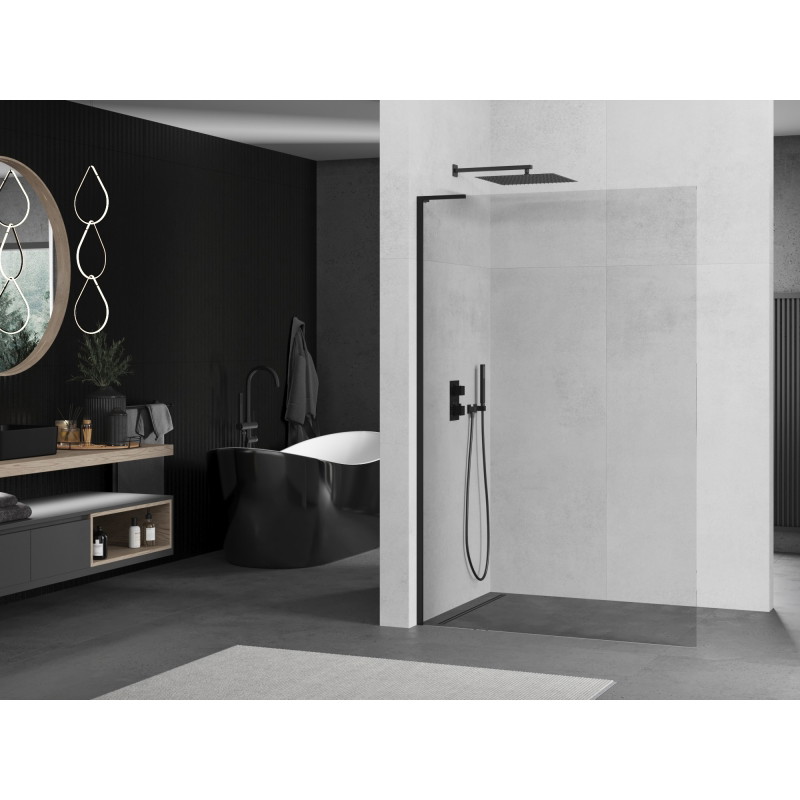 Mexen Kioto L душ стена Walk-in 85 x 200 cm, прозрачна, черна - 800-085-103-70-00
