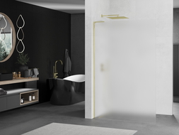 Mexen Kioto L стена душ кабина Walk-in 80 x 200 см, матиран, златен - 800-080-103-50-30