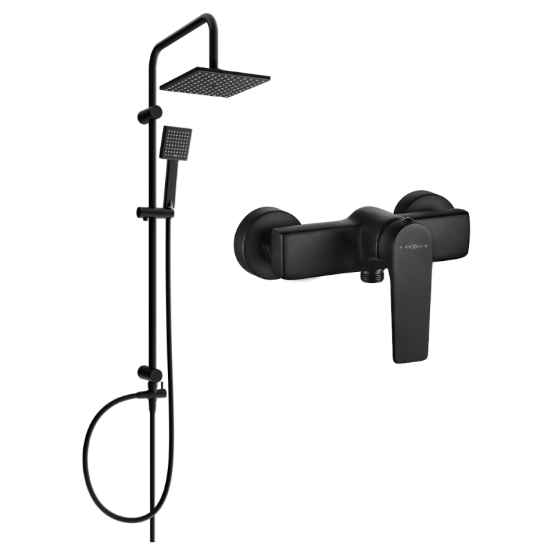 Mexen Lynx Tord комплект за душ с външен монтаж с пита и душ батерия, черен