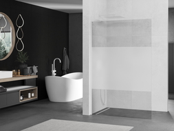 Mexen Kioto L стена за душ Walk-in 90 x 200 см, прозрачна/матова, бяла - 800-090-103-20-35