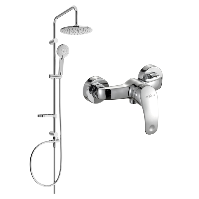 Mexen Fabia Carl външен душ комплект с тропически душ и душ батерия, хром
