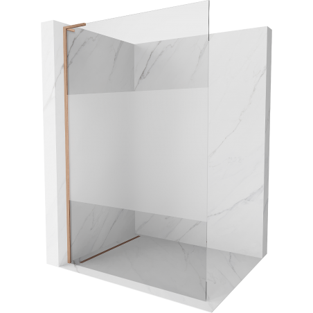 Mexen Kioto L стена за душ Walk-in 120 x 200 см, прозрачна/мъглива, четка за мед - 800-120-103-65-35