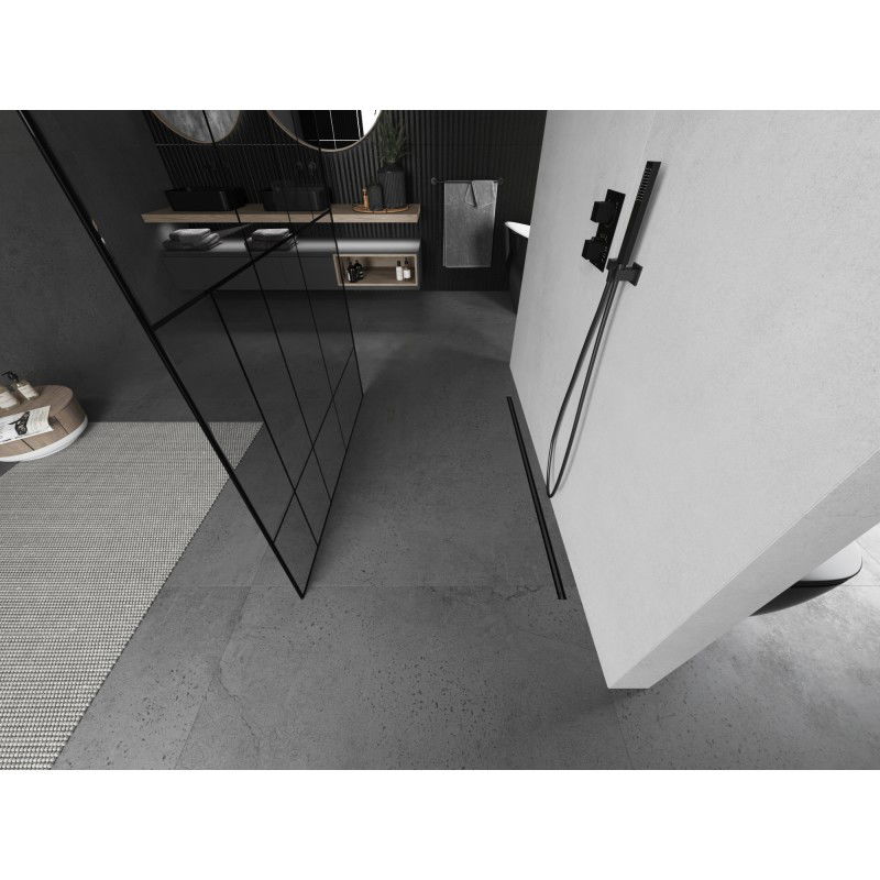 Mexen Kioto самостоятелна душ-преграда 130 x 200 см, черен мотив 8 мм, четкан gun gray - 800-130-002-66-78