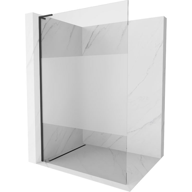 Mexen Kioto L стена за душ Walk-in 70 x 200 см, прозрачна/матова, черна - 800-070-103-70-35