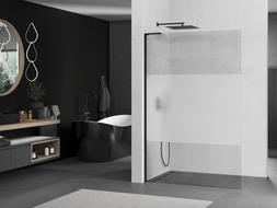 Mexen Kioto L преграда за душ кабина Walk-in 90 x 200 см, прозрачен/матов, черен - 800-090-103-70-35