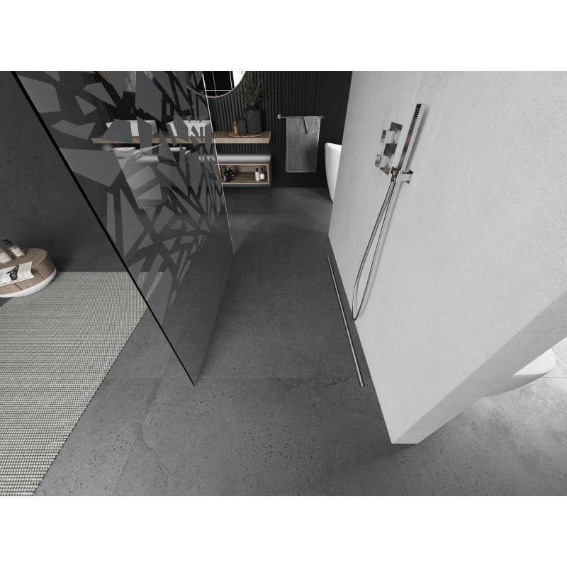 Mexen Kioto свободно стояща душ стена 130 x 200 cm, бял модел 8 mm, четка никел - 800-130-002-97-85