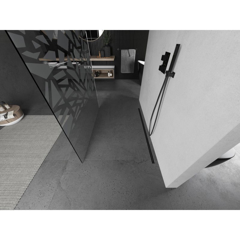 Mexen Kioto свободностояща душ кабина 140 x 200 см, бял мотив 8 мм, полиран сив - 800-140-002-66-85