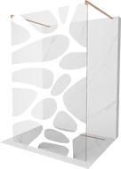 Mexen Kioto свободно стояща душ стена 100 x 200 см, бяла вълна 8 мм, четкан мед - 800-100-002-65-97