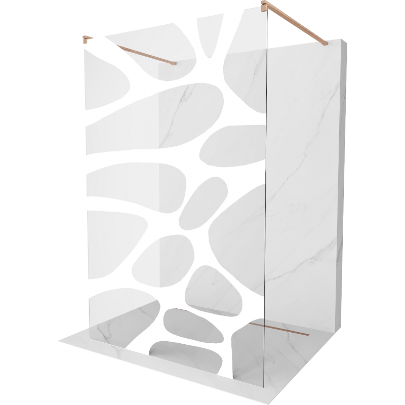 Стена за душ Mexen Kioto 130 x 200 cm, бял модел 8 mm, четкана мед - 800-130-002-65-97