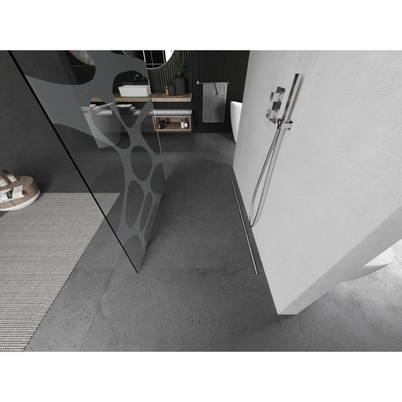 Mexen Kioto свободностояща душ стена 110 x 200 см, бяла вълна 8 мм, матиран никел - 800-110-002-97-97