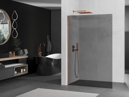 Mexen Kioto L стена за душ Walk-in 100 x 200 см, графит, розово злато - 800-100-103-60-40