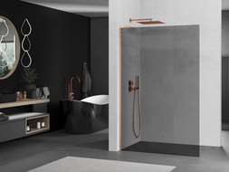 Mexen Kioto L душ панел Walk-in 100 x 200 см, графит, четкана мед - 800-100-103-65-40
