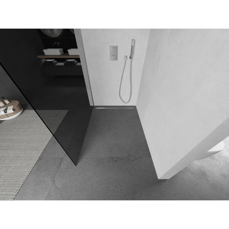 Mexen Kioto L стъклена стена за душ Walk-in 100 x 200 см, графит, четкан никел - 800-100-103-97-40