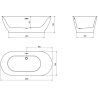 Mexen Roxy свободностояща вана 180 x 85 см, бяла/черна, с brushed никел - 51201808575-97