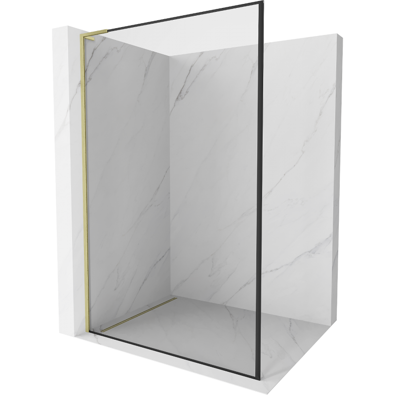 Mexen Kioto L душова стена Walk-in 100 x 200 см, черен модел, златна четка - 800-100-103-55-70