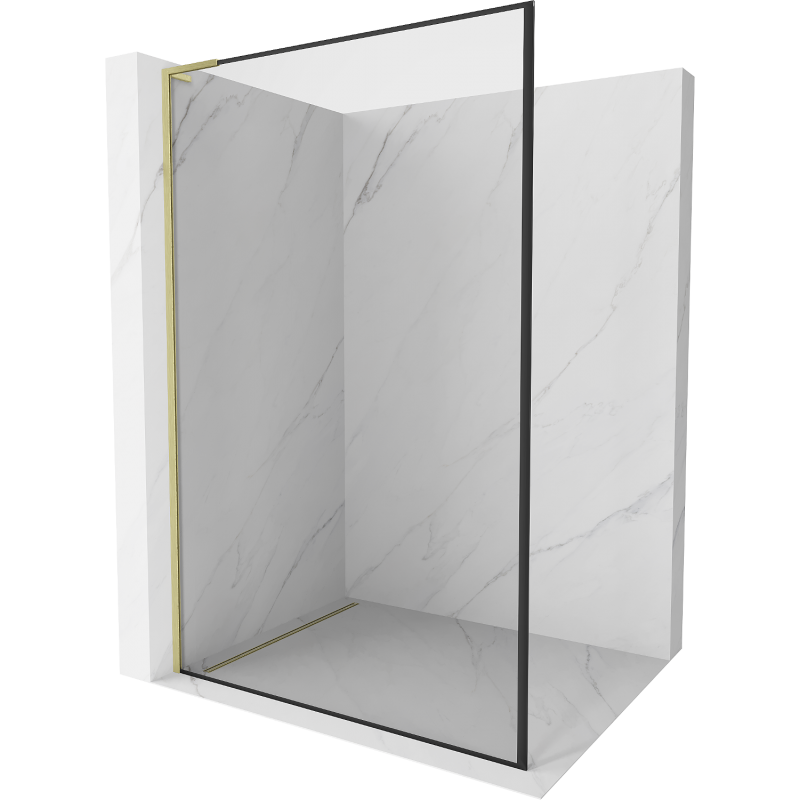 Mexen Kioto L стена за душ Walk-in 120 x 200 cm, черен мотив, златен четкан - 800-120-103-55-70
