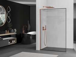 Мексен Киото L стена за душ Walk-in 70 x 200 см, черен модел, мазна мед - 800-070-103-65-70