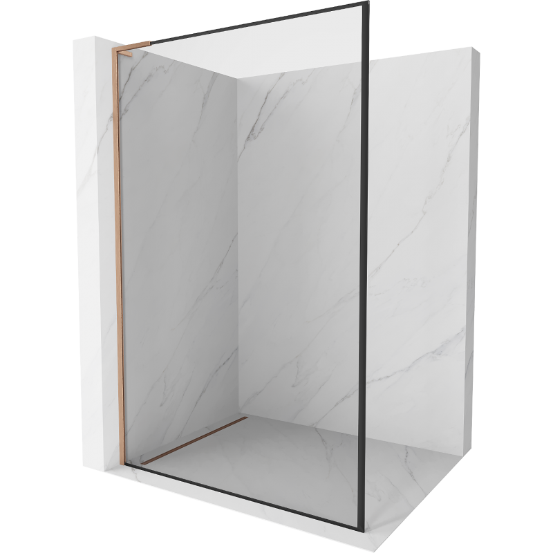 Mexen Kioto L стенен душ кабина Walk-in 120 x 200 см, черен модел, полирана мед - 800-120-103-65-70