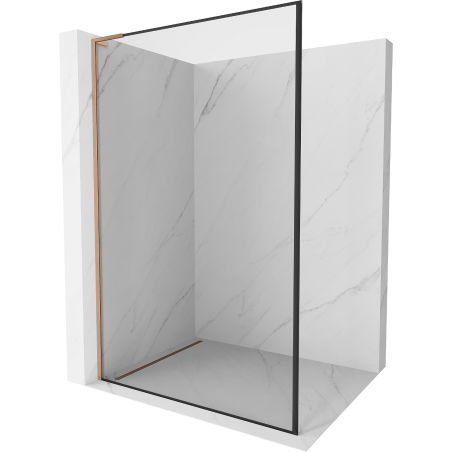 Mexen Kioto L стенен душ кабина Walk-in 120 x 200 см, черен модел, полирана мед - 800-120-103-65-70