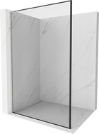 Mexen Kioto L стена за душ Walk-in 100 x 200 cm, черен модел, шлифован никел - 800-100-103-97-70