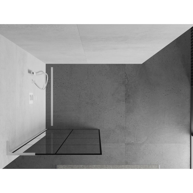 Mexen Kioto L душ параван Walk-in 90 x 200 cm, черна решетка, бял - 800-090-103-20-77