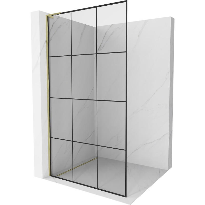 Mexen Kioto L стенна преграда за душ Walk-in 120 x 200 cm, черна решетка, златна