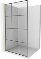 Mexen Kioto L стенна преграда за душ Walk-in 120 x 200 cm, черна решетка, златна