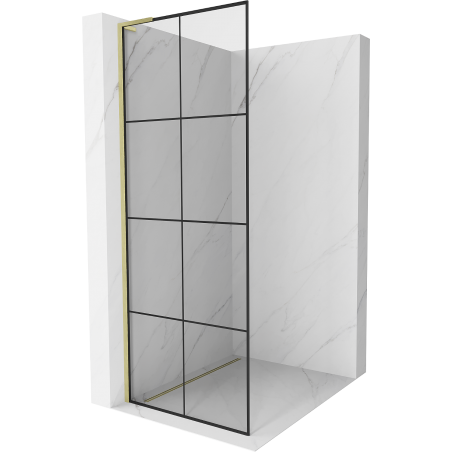 Mexen Kioto L стена за душ Walk-in 70 x 200 см, черен узор, златна четка - 800-070-103-55-77