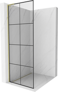 Mexen Kioto L преграда за душ кабина Walk-in 90 x 200 см, черен модел, златна четка - 800-090-103-55-77