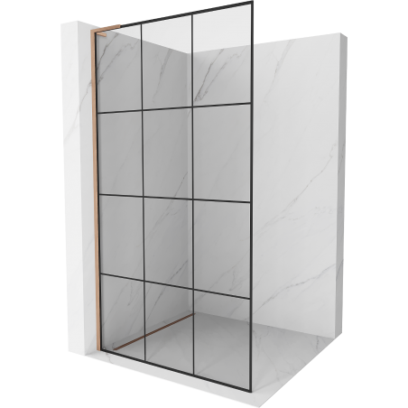 Mexen Киото L стена за душ Walk-in 120 x 200 см, черен модел, четка мед - 800-120-103-65-77