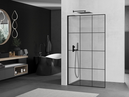 Mexen Kioto L душова стена Walk-in 110 x 200 см, черен модел, черен - 800-110-103-70-77