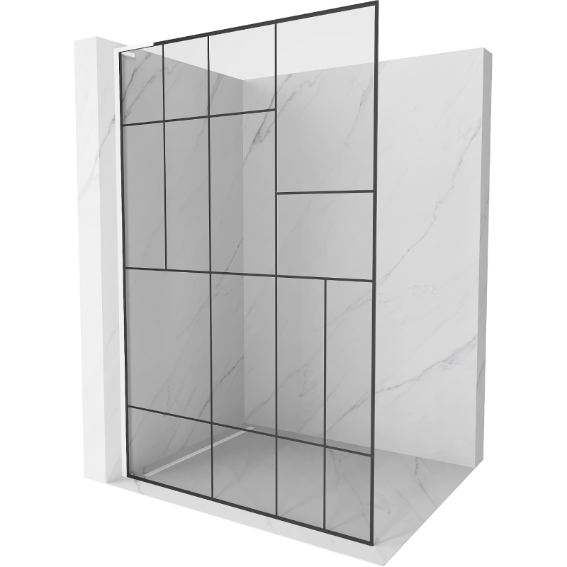 Mexen Kioto L душова стена Walk-in 80 x 200 см, черен модел, бял - 800-080-103-20-78