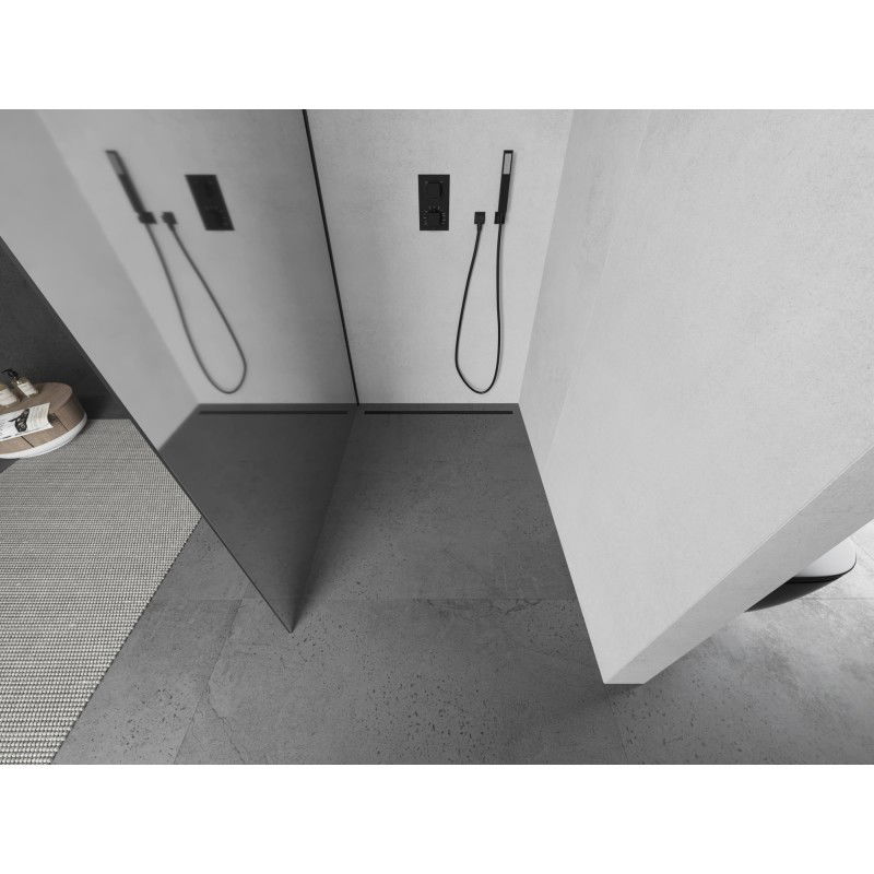 Mexen Kioto L душ панел Walk-in 90 x 200 см, огледало, черно - 800-090-103-70-50