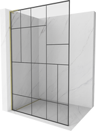 Mexen Kioto L стенен душовий екран Walk-in 80 x 200 см, чорний візерунок, золотий - 800-080-103-50-78