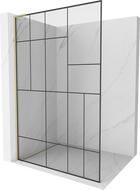 Mexen Kioto L стена за душ Walk-in 100 x 200 см, черен модел, златен шлифован - 800-100-103-55-78