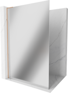 Mexen Kioto L душ кабина Walk-in 90 x 200 см, огледало, четкан месинг - 800-090-103-65-50