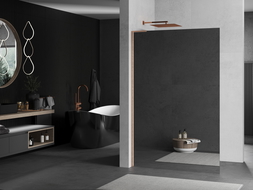 Mexen Kioto L стъклена преграда за душ Walk-in 120 x 200 см, огледало, мед четкана - 800-120-103-65-50