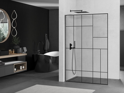 Mexen Kioto L стена душова Walk-in 90 x 200 см, черен модел, gun gray с четка - 800-090-103-66-78