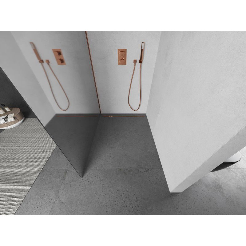 Mexen Kioto L стенна преграда за душ Walk-in 90 x 200 см, огледало, розово злато - 800-090-103-60-50