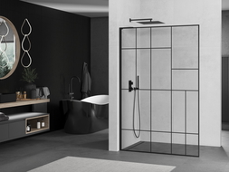 Mexen Kioto L стена за душ Walk-in 70 x 200 см, черен модел, черен - 800-070-103-70-78