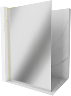 Mexen Kioto L стена за душ 120 x 200 см, огледало, златна четка - 800-120-103-55-50